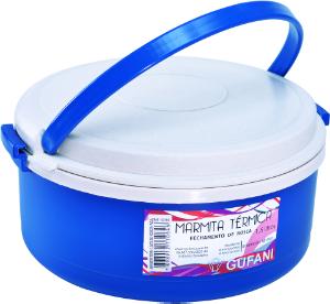 Marmita Térmica Plástico Tampa C/ Rosca 1,5l Azul Gufani Ref 6160