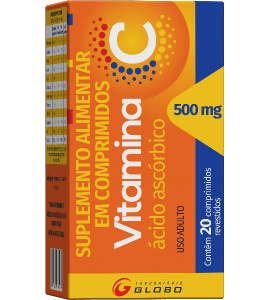 Vitamina C 500mg 20 Comprimidos Revestidos Adulto Globo
