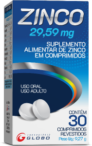 Zinco 29,59mg 30 Comprimidos Revestidos Adulto Globo