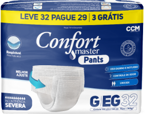 Fralda Geriátrica Confort Master Pants Econômico G/Eg 32 Unidades