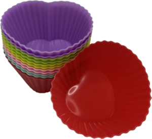 Forma P/ Cupcake Silicone Coração 7cm Cores Sortidas 12 Unidades Sm Lar