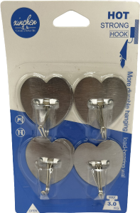 Gancho De Parede Coração Inox 4,5cm 4 Unidades Sm Lar