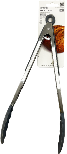 Pegador De Alimentos De Silicone C/ Cabo Inox 32cm Cinza Sm Lar