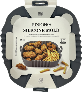 Forma De Silicone Quadrada P/ Airfryer 18cm Cinza Sm Lar