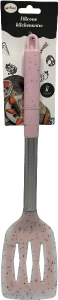 Espátula Vazada De Silicone C/ Cabo Inox 34,5cm Rosa Sm Lar