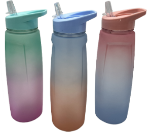 Garrafa Squeeze Degradê Slim C/ Bico E Alça 700ml Cores Sortidas Sm Lar