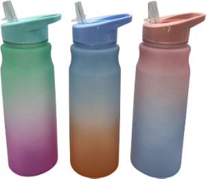 Garrafa Squeeze Degradê Redonda C/ Bico E Alça 700ml Cores Sortidas Sm Lar