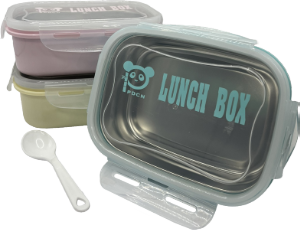 Marmita Hermética Retangular Inox E Plástico C/ Colher Cores Sortidas Sm Lar