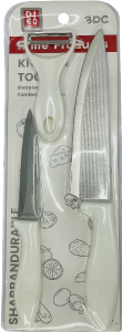 Conjunto De Facas E Descascador C/ Lâmina Inox Cabo Plástico Branco 3 Peças Sm Lar