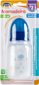 Mamadeira Plasutil Standard Decorada 02 Menino Azul 150ml Ref 16954
