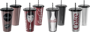 Copo Coca-Cola Plástico C/ Tampa Canudo 700ml Sortida Plasútil Ref 13055