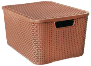 Caixa Organizadora Rattan C/ Tampa 15l Marrom Arqplast Ref 25592
