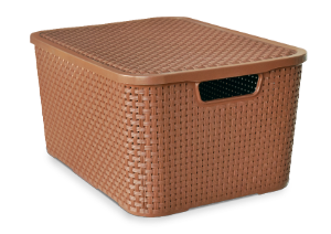 Caixa Organizadora Rattan C/ Tampa 20l (A20xc42xl29,5cm) Marrom Arqplast Ref 25597