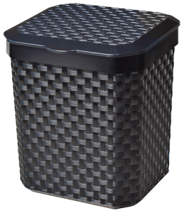 Lixeira Pia Rattan C/ Tampa 5l Preto Arqplast Ref 25809